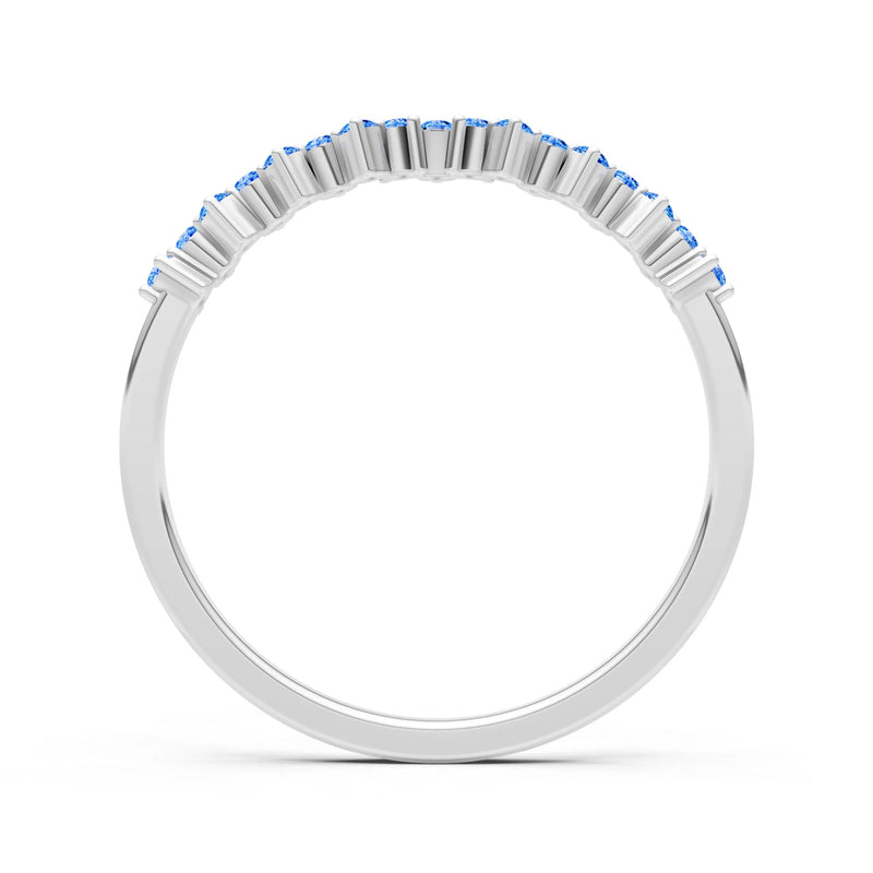 Swiss Blue Topaz Round 1.25mm Dainty Cluster Band – Multi-Stone Prong Set - Round
