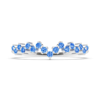 Swiss Blue Topaz Round 1.25mm Dainty Cluster Band – Multi-Stone Prong Set - Round
