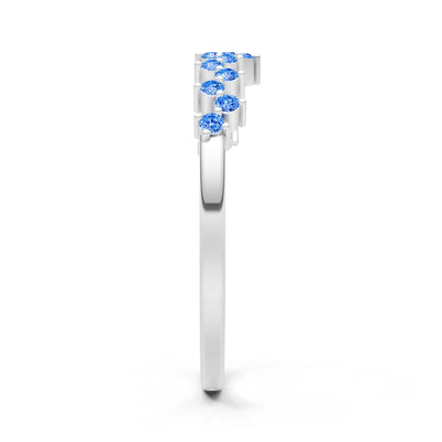 Swiss Blue Topaz Round 1.25mm Dainty Cluster Band – Multi-Stone Prong Set - Round