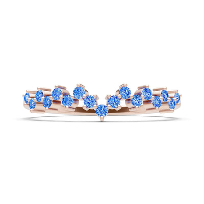 Swiss Blue Topaz Round 1.25mm Dainty Cluster Band – Multi-Stone Prong Set - Round