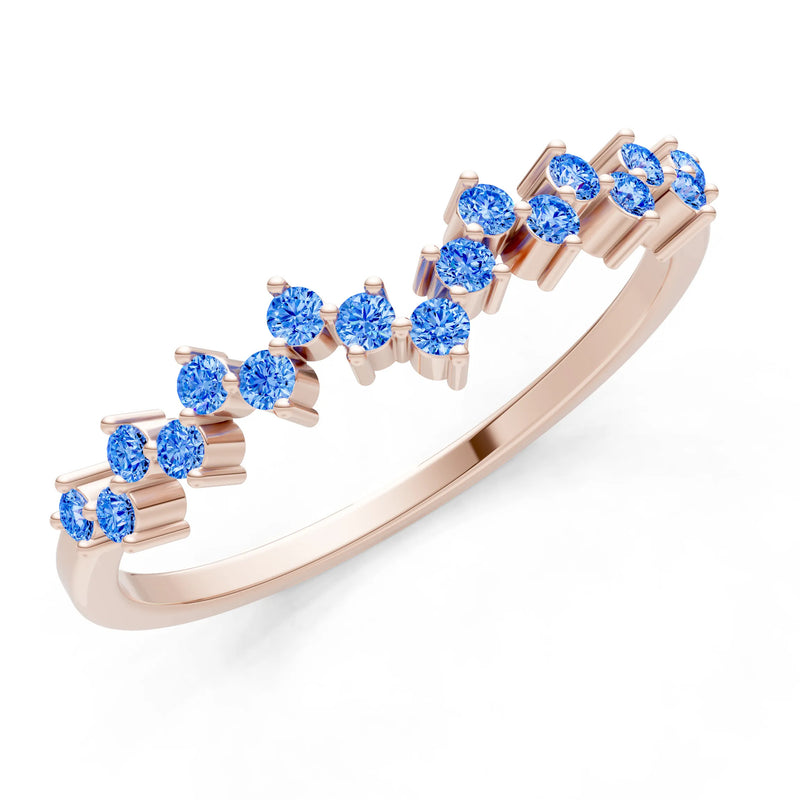 Swiss Blue Topaz Round 1.25mm Dainty Cluster Band – Multi-Stone Prong Set - Round