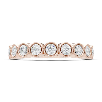 Diamond Dainty Milgrain Bezel Half Band