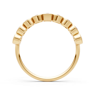 Garnet Dainty Milgrain Bezel Half Band
