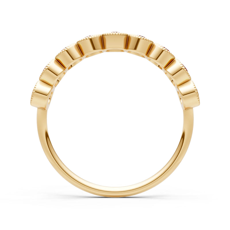 Garnet Dainty Milgrain Bezel Half Band