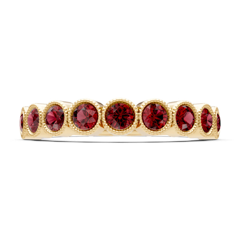 Garnet Dainty Milgrain Bezel Half Band