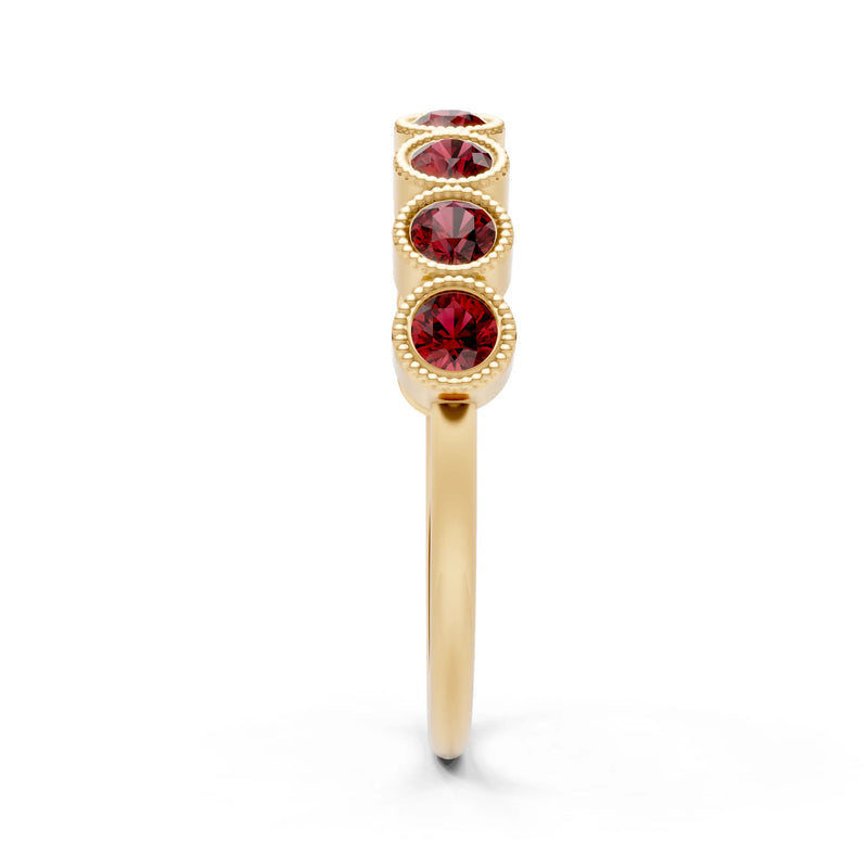 Garnet Dainty Milgrain Bezel Half Band