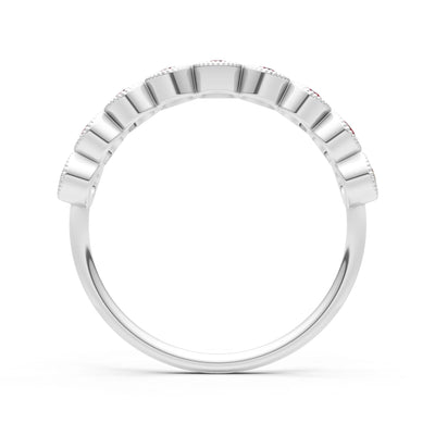 Garnet Dainty Milgrain Bezel Half Band