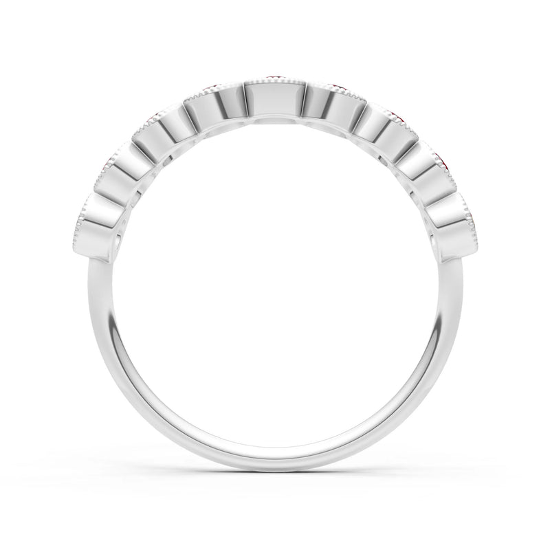 Garnet Dainty Milgrain Bezel Half Band