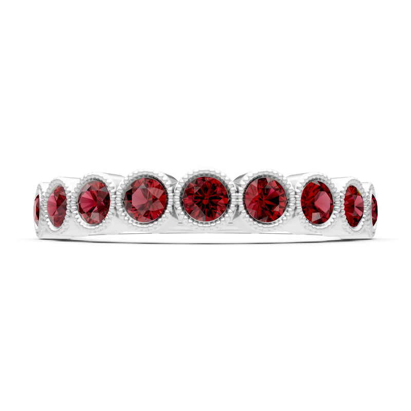 Garnet Dainty Milgrain Bezel Half Band