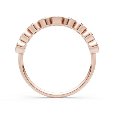Garnet Dainty Milgrain Bezel Half Band