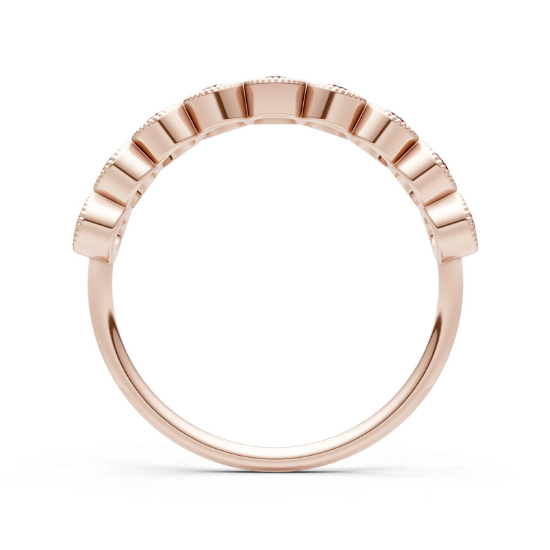 Garnet Dainty Milgrain Bezel Half Band