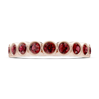 Garnet Dainty Milgrain Bezel Half Band