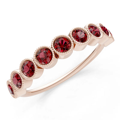 Garnet Dainty Milgrain Bezel Half Band