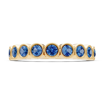 London Blue Topaz Dainty Milgrain Bezel Half Band