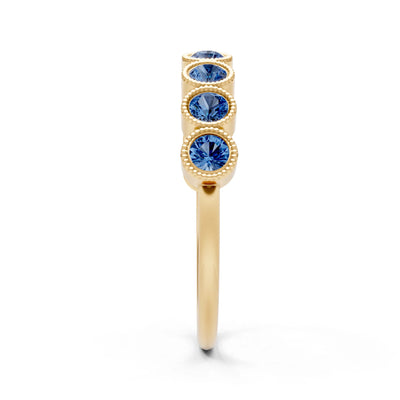 London Blue Topaz Dainty Milgrain Bezel Half Band