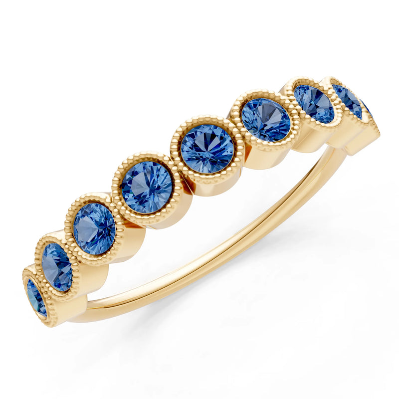 London Blue Topaz Dainty Milgrain Bezel Half Band