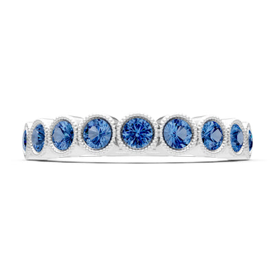 London Blue Topaz Dainty Milgrain Bezel Half Band
