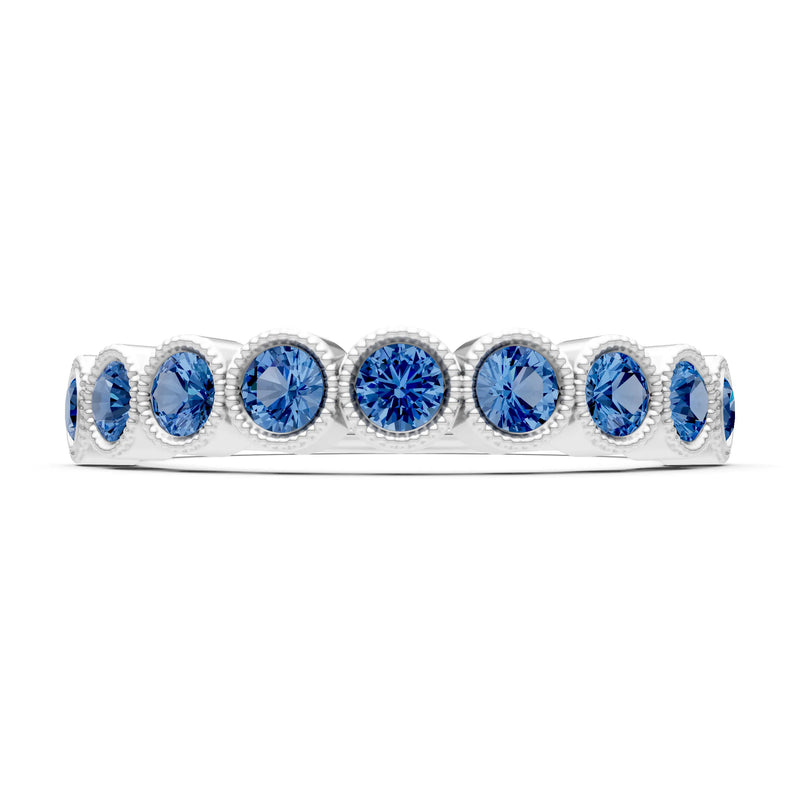 London Blue Topaz Dainty Milgrain Bezel Half Band