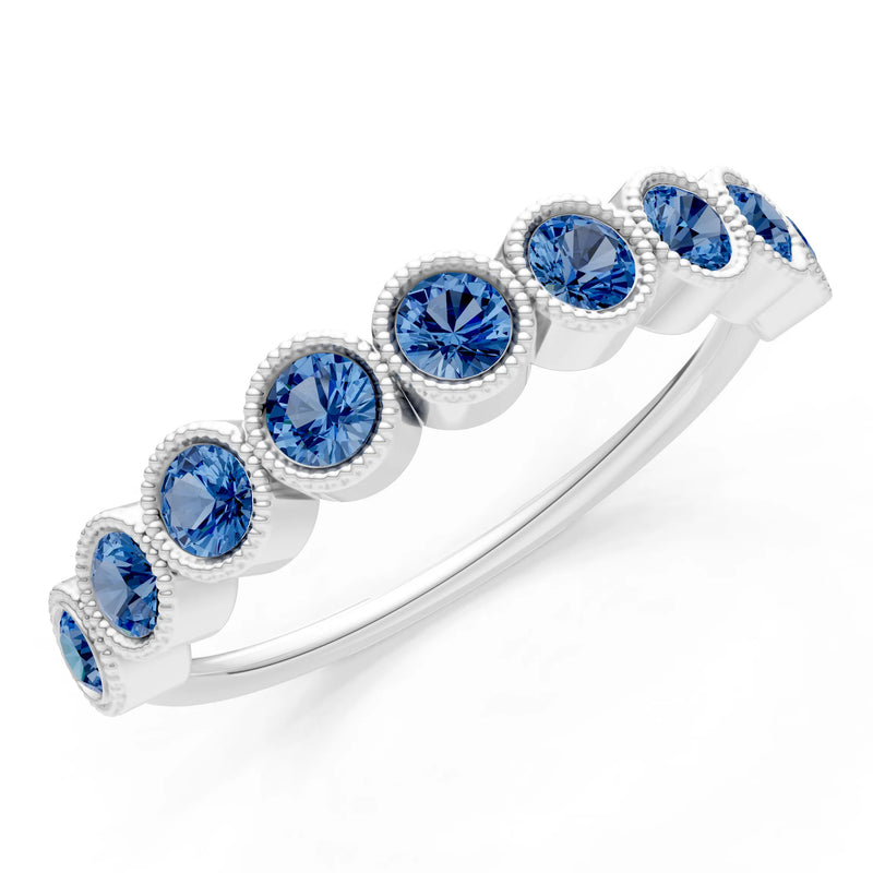 London Blue Topaz Dainty Milgrain Bezel Half Band