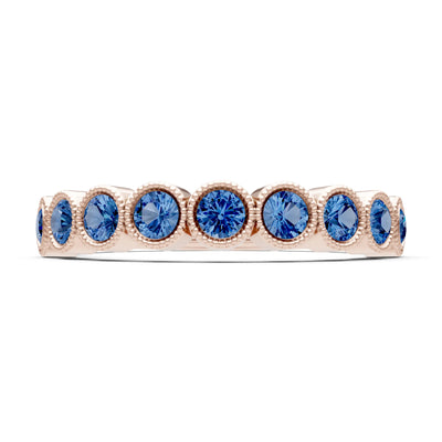 London Blue Topaz Dainty Milgrain Bezel Half Band