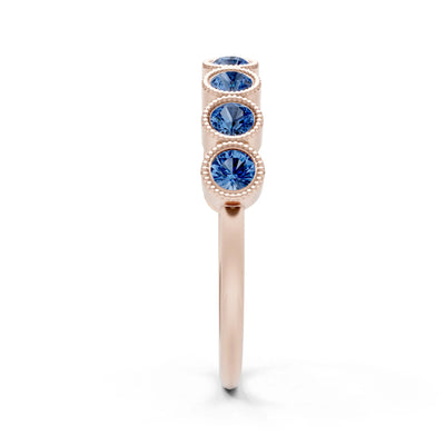 London Blue Topaz Dainty Milgrain Bezel Half Band