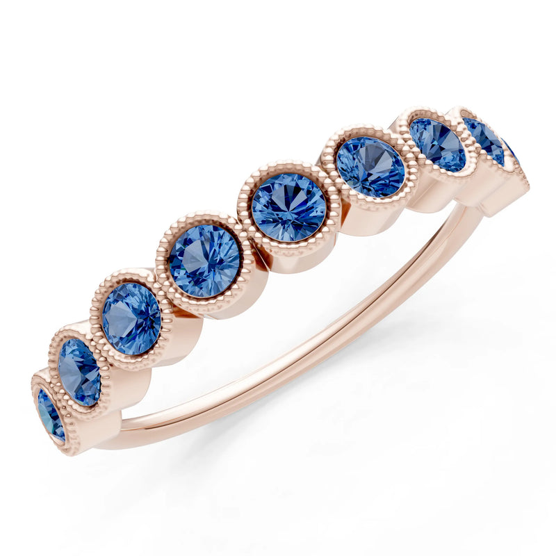 London Blue Topaz Dainty Milgrain Bezel Half Band