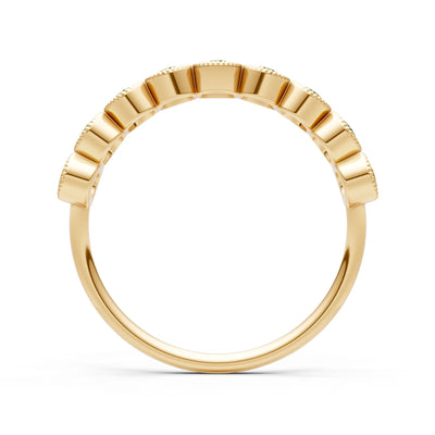 Peridot Dainty Milgrain Bezel Half Band