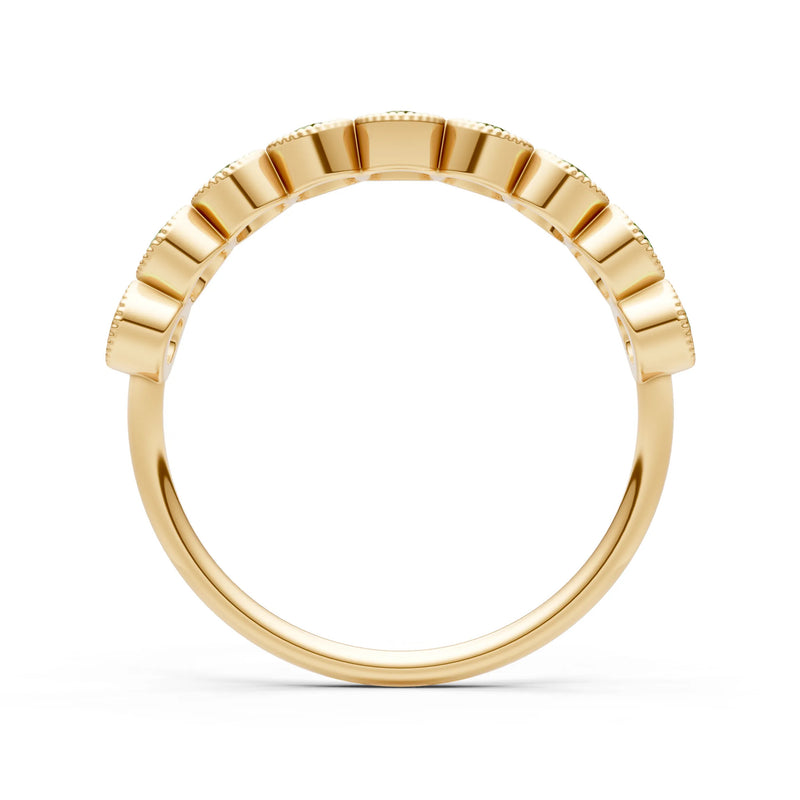 Peridot Dainty Milgrain Bezel Half Band