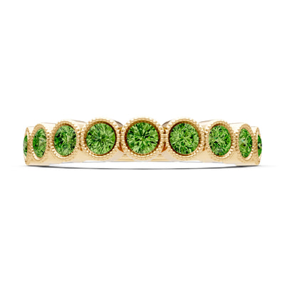 Peridot Dainty Milgrain Bezel Half Band