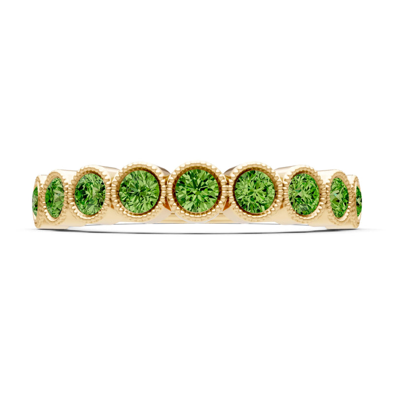 Peridot Dainty Milgrain Bezel Half Band