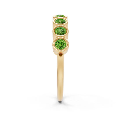 Peridot Dainty Milgrain Bezel Half Band