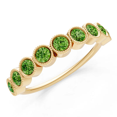 Peridot Dainty Milgrain Bezel Half Band