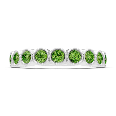 Peridot Dainty Milgrain Bezel Half Band