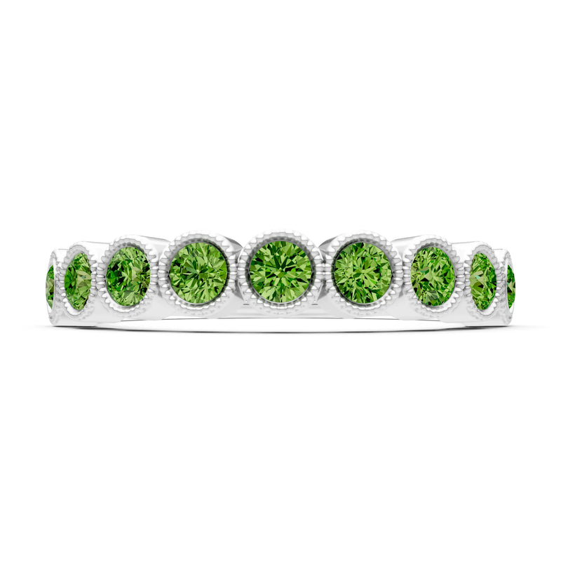 Peridot Dainty Milgrain Bezel Half Band
