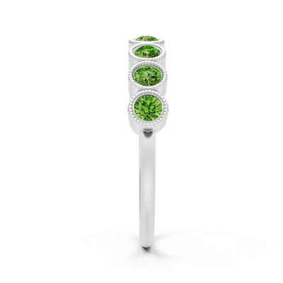 Peridot Dainty Milgrain Bezel Half Band
