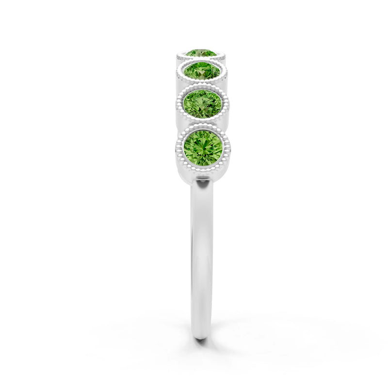 Peridot Dainty Milgrain Bezel Half Band
