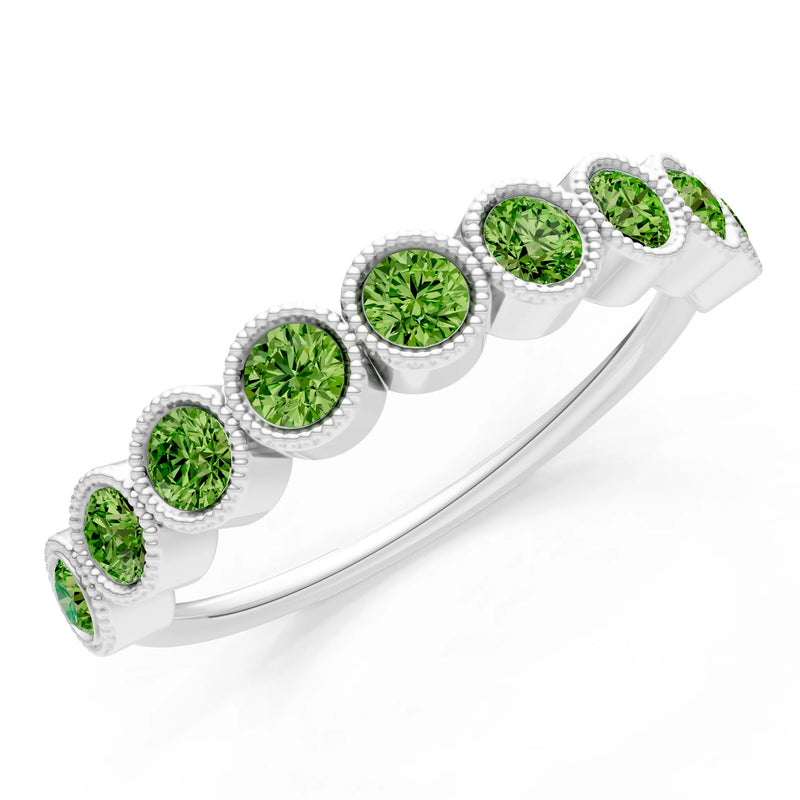 Peridot Dainty Milgrain Bezel Half Band