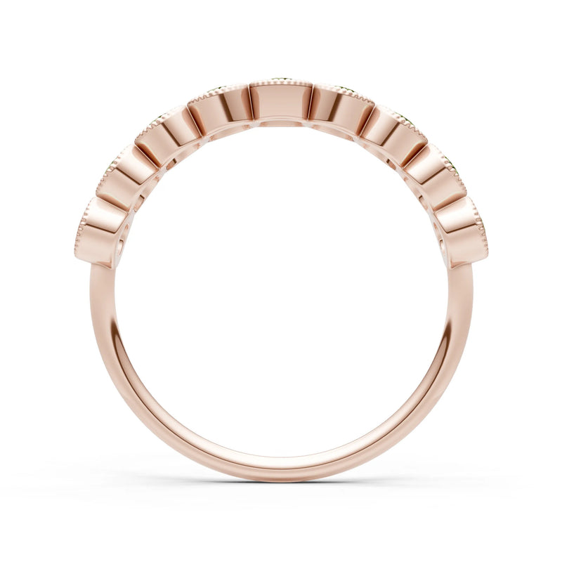 Peridot Dainty Milgrain Bezel Half Band