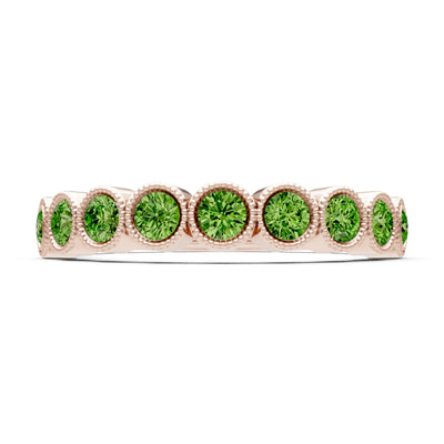 Peridot Dainty Milgrain Bezel Half Band