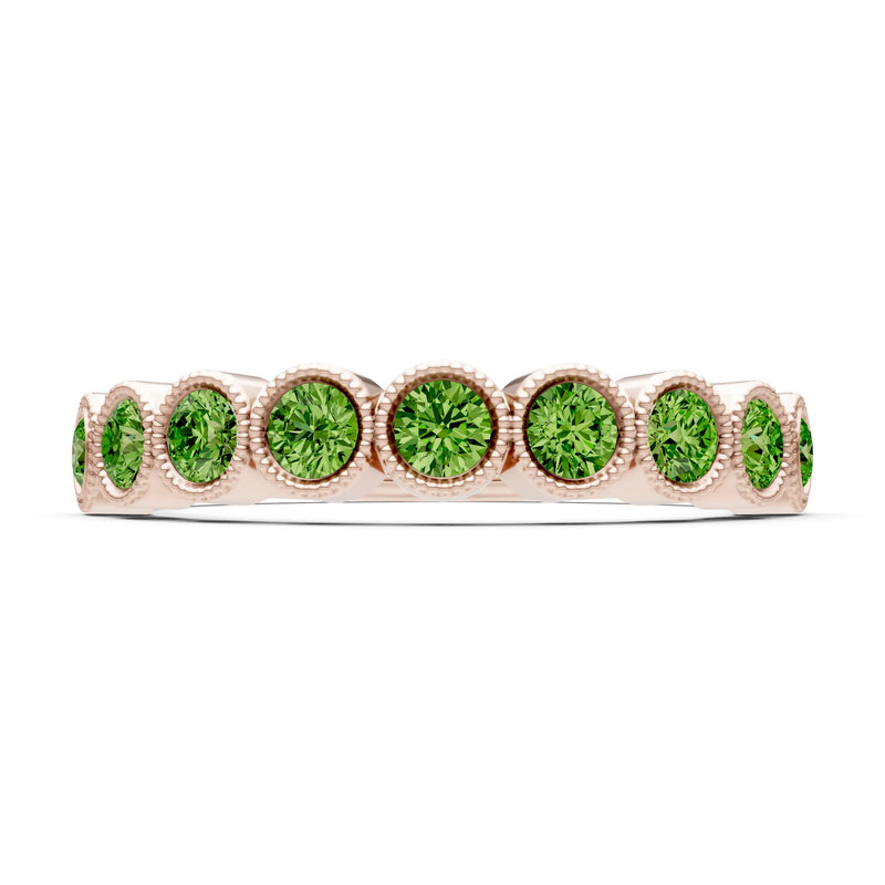 Peridot Dainty Milgrain Bezel Half Band