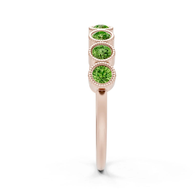 Peridot Dainty Milgrain Bezel Half Band