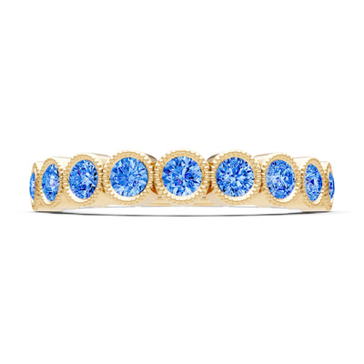 Swiss Blue Topaz Dainty Milgrain Bezel Half Band