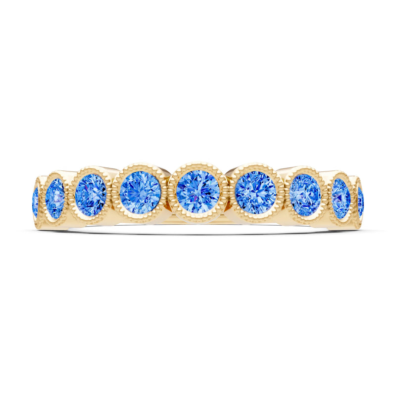 Swiss Blue Topaz Dainty Milgrain Bezel Half Band