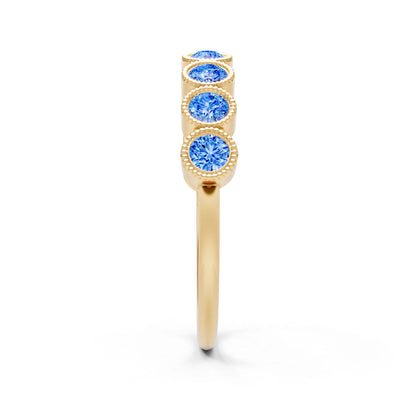 Swiss Blue Topaz Dainty Milgrain Bezel Half Band