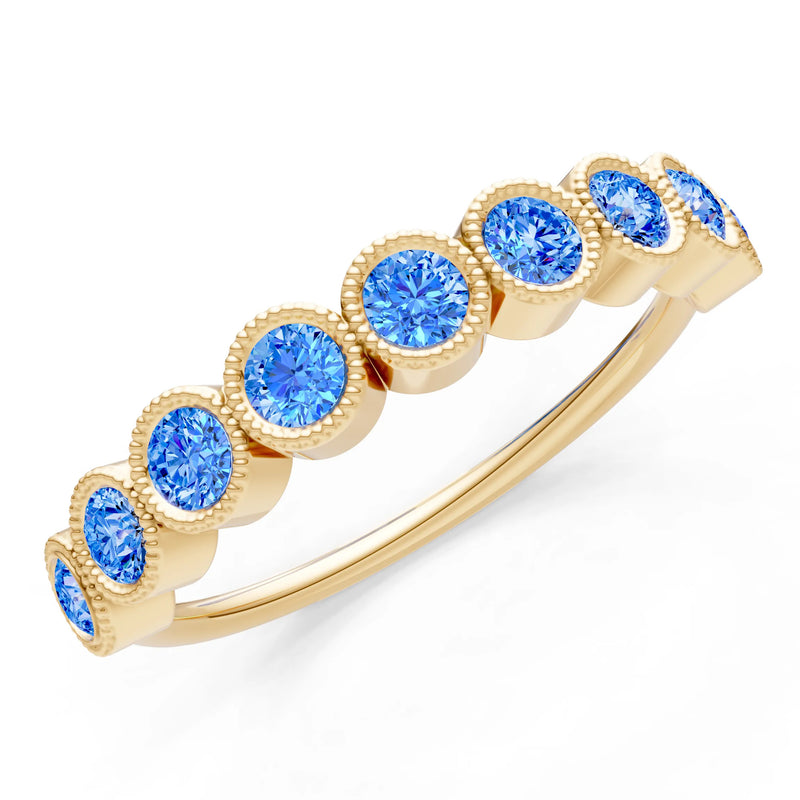 Swiss Blue Topaz Dainty Milgrain Bezel Half Band