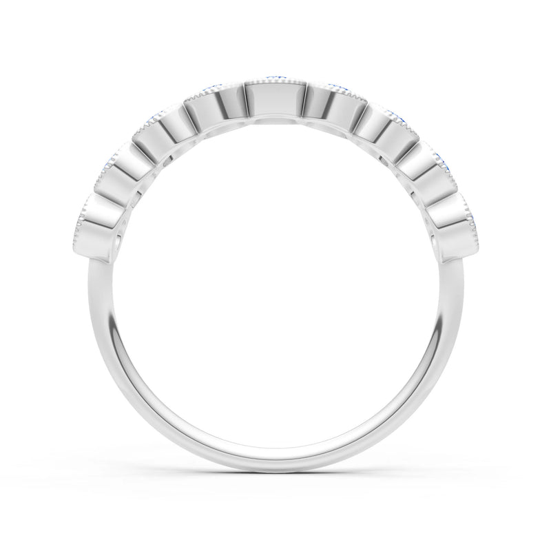 Swiss Blue Topaz Dainty Milgrain Bezel Half Band