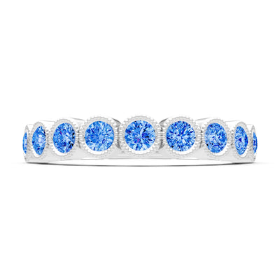 Swiss Blue Topaz Dainty Milgrain Bezel Half Band