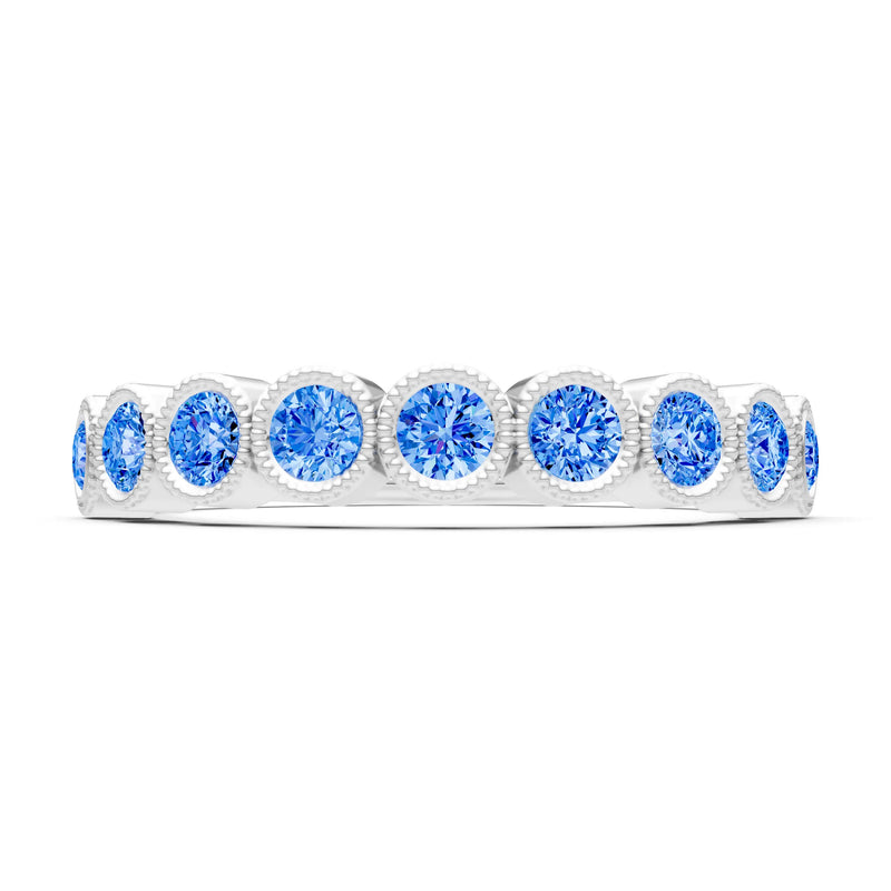 Swiss Blue Topaz Dainty Milgrain Bezel Half Band