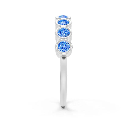Swiss Blue Topaz Dainty Milgrain Bezel Half Band