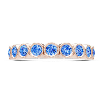Swiss Blue Topaz Dainty Milgrain Bezel Half Band